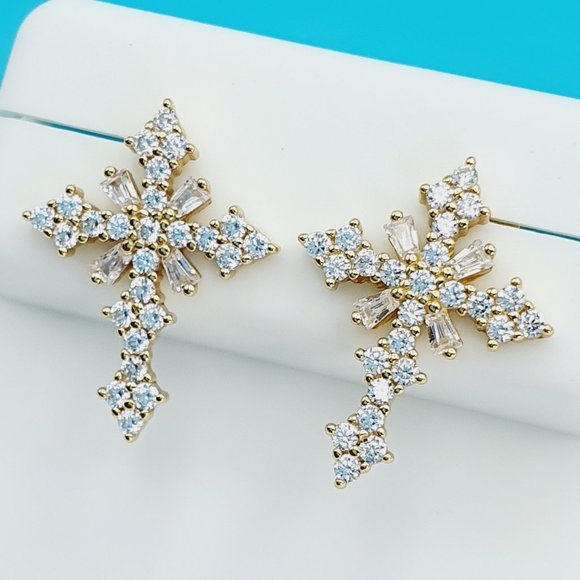 Jewelry - "14K Gold Plated 925 Sterling Silver CZ Beautiful Earrings for Women, 1USPAR4116